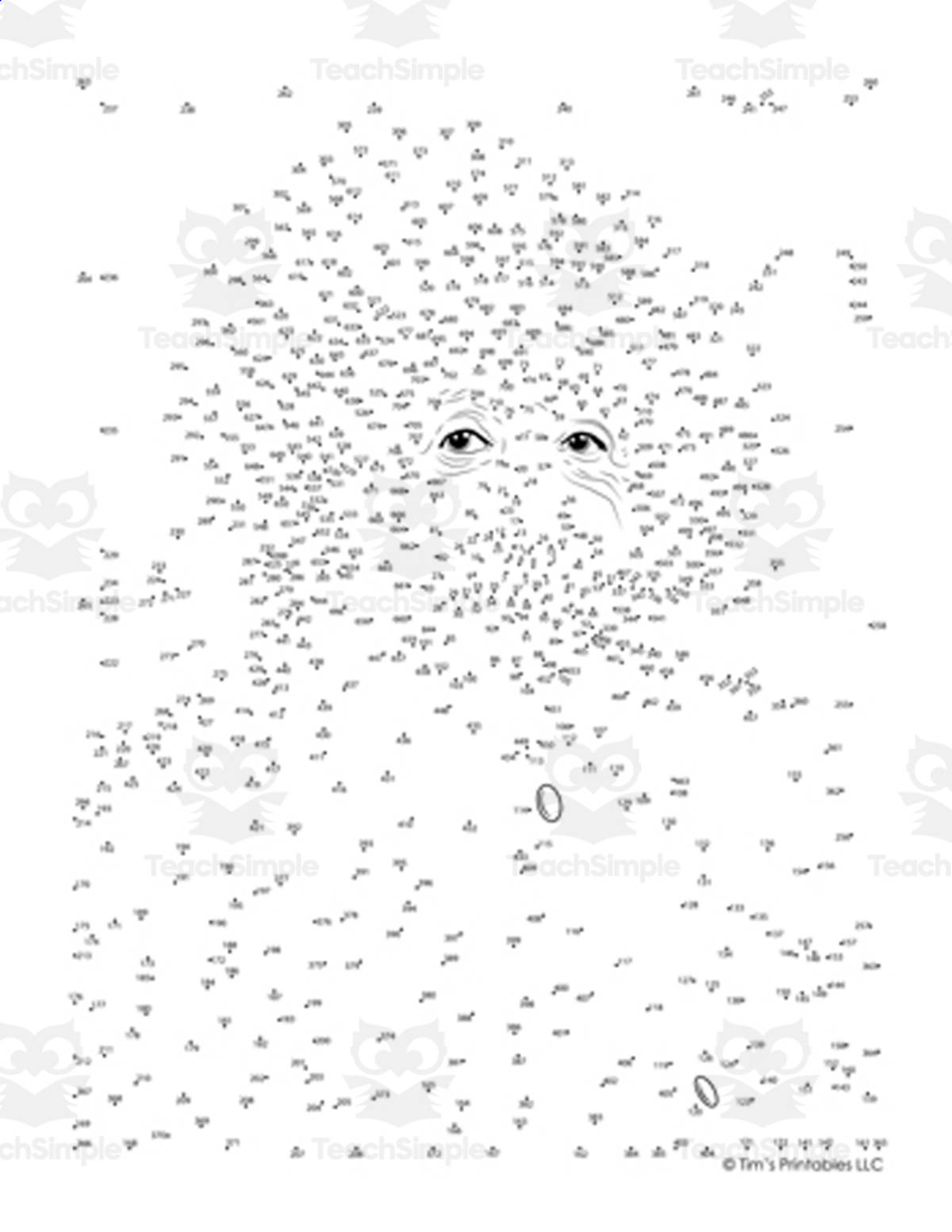 An educational teaching resource from Tim's Printables entitled Albert Einstein Extreme Connect the Dots / Dot-to-Dot PDF downloadable at Teach Simple.