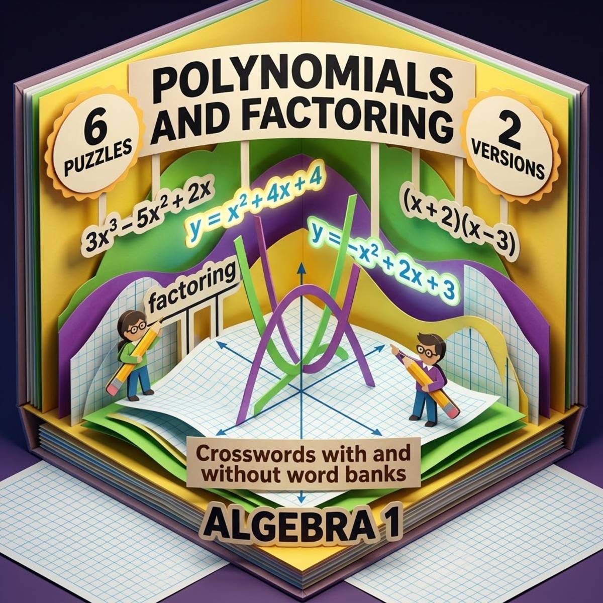 Algebra 1 Polynomials Operations and Factoring Crosswords with Word Ba preview