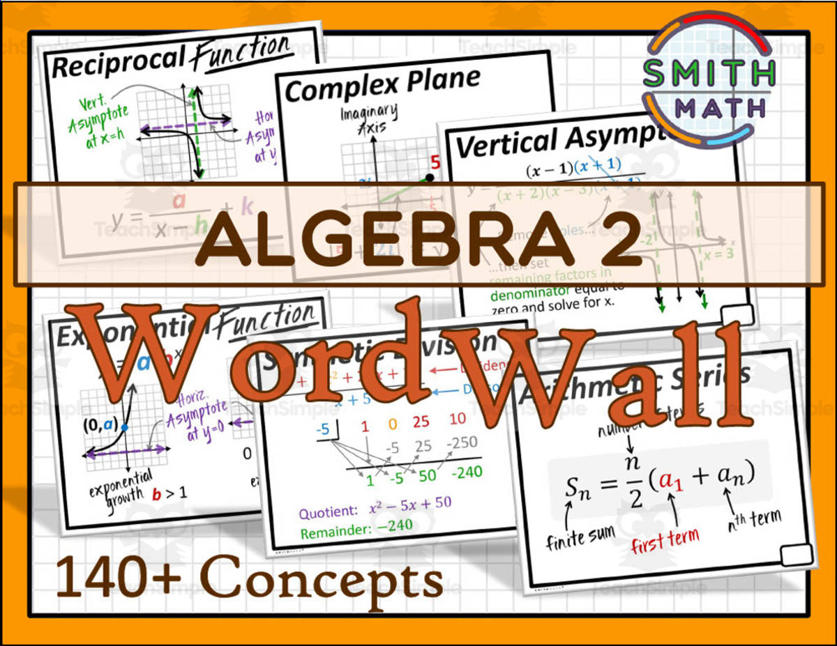 An educational teaching resource from Smith Math entitled Algebra 2 Word Wall downloadable at Teach Simple.
