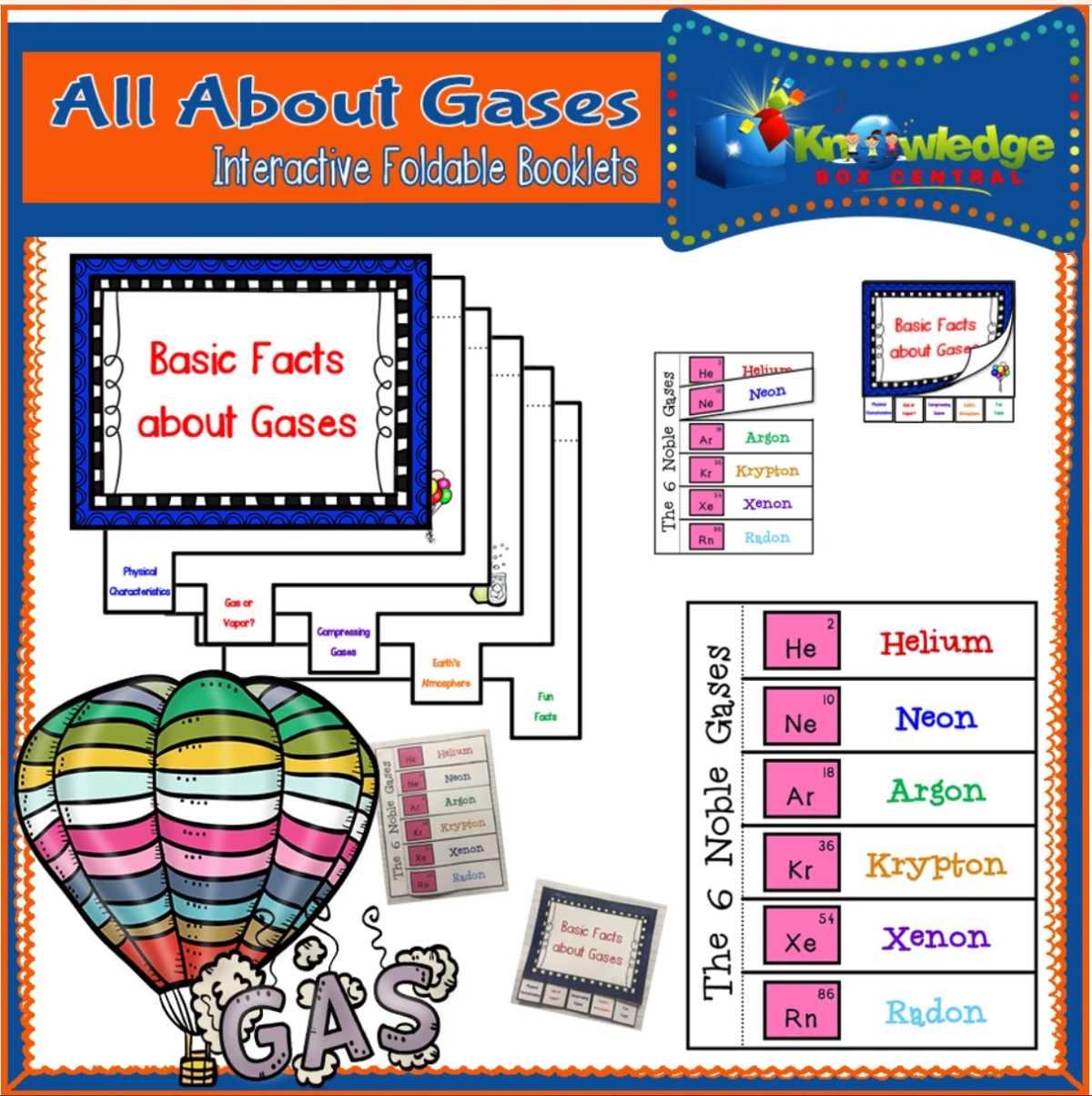 An educational teaching resource from Knowledge Box Central entitled All About Gases Interactive Foldable Booklets - EBOOK downloadable at Teach Simple.