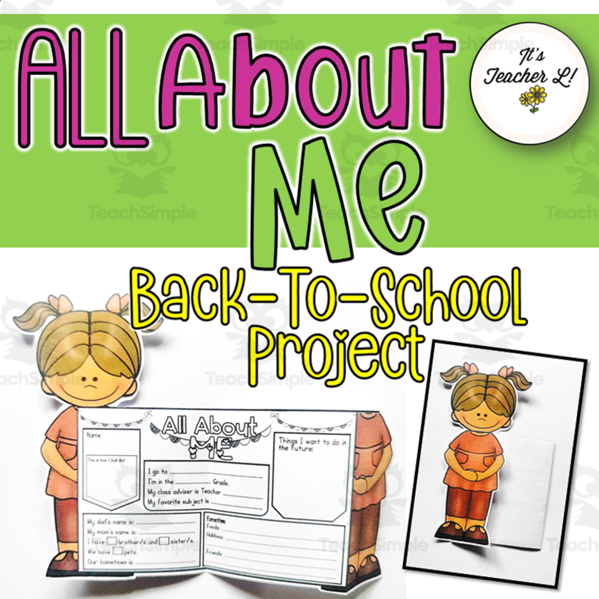 An educational teaching resource from It's Teacher L entitled All About Me - Back To School Project Foldables downloadable at Teach Simple.