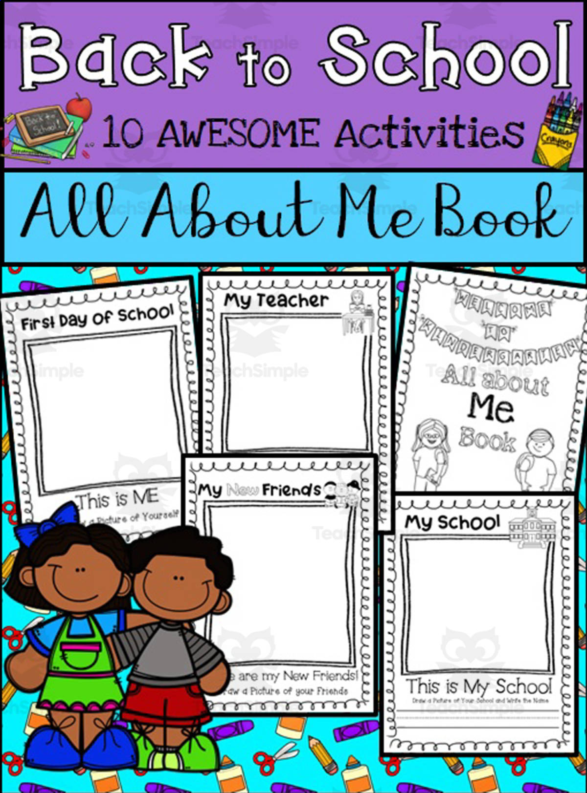An educational teaching resource from K-5 Treasures entitled All About Me Book – Pre-K to 1st Grade Activities downloadable at Teach Simple.
