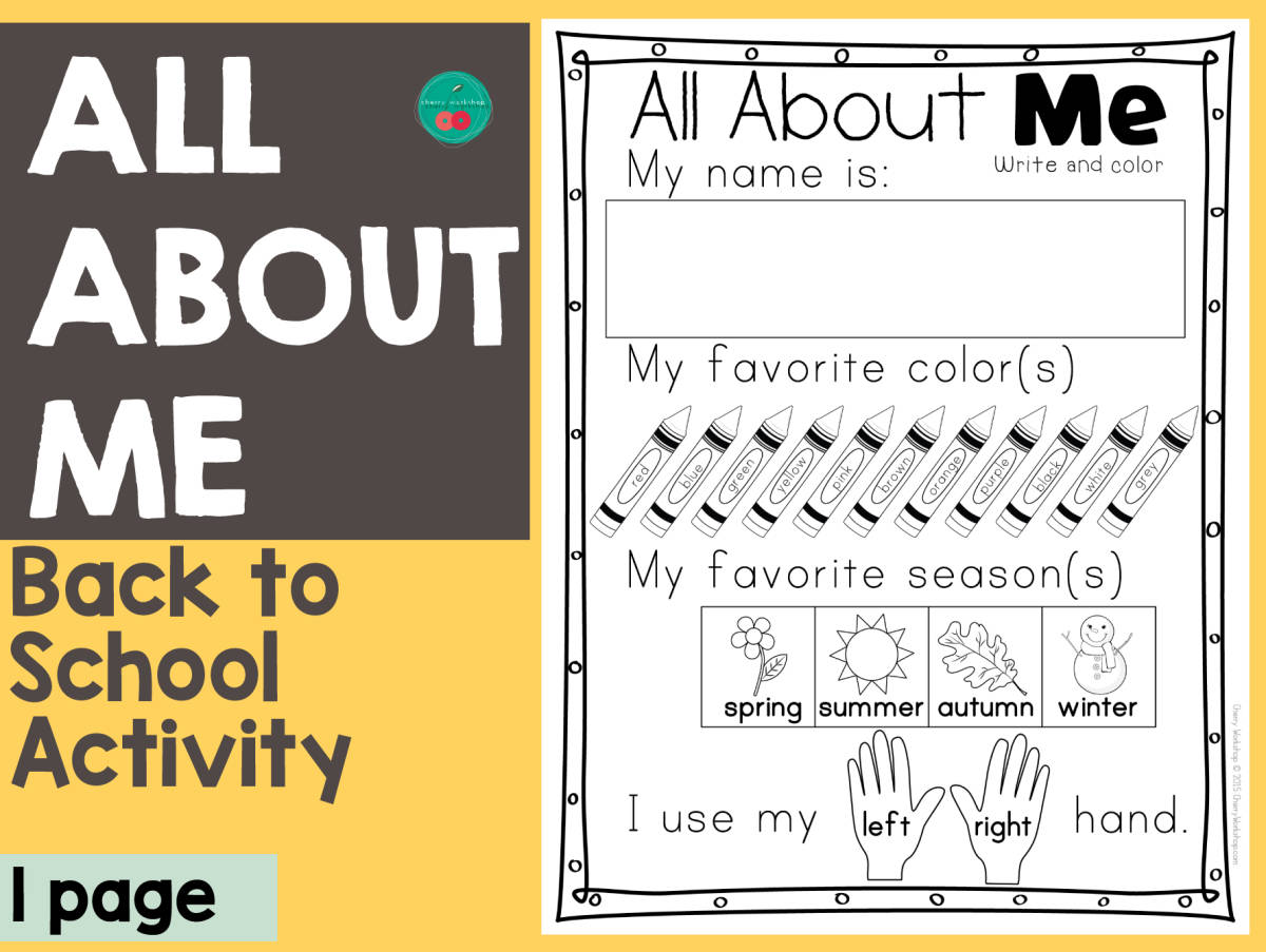 An educational teaching resource from Cherry Workshop entitled All About Me downloadable at Teach Simple.
