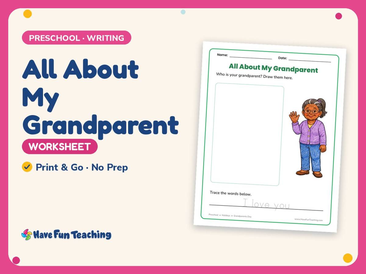 All About My Grandparent Worksheet – Preschool Grandparents Day preview