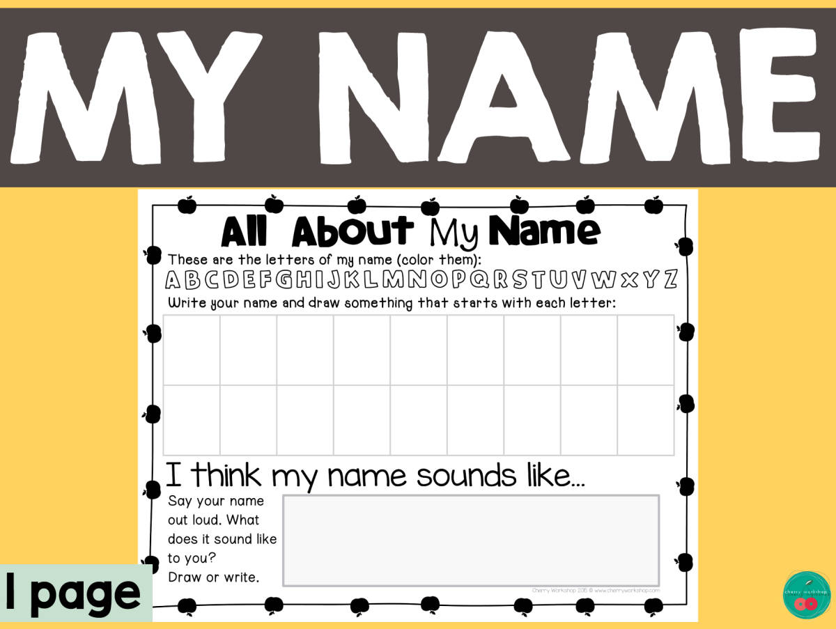 An educational teaching resource from Cherry Workshop entitled All About My Name - With the Alphabet! downloadable at Teach Simple.