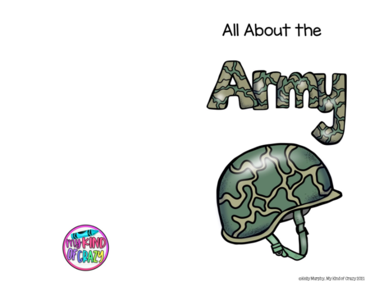 An educational teaching resource from My Kind of Crazy entitled All About the Army Adapted Book,, Printable, Color and BW, Special Ed downloadable at Teach Simple.