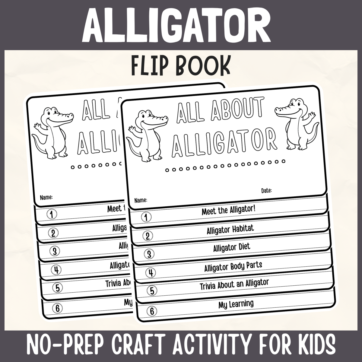 An educational teaching resource from Perfect_Printables entitled Alligator reptile Flipbook Craft Animal Science Study Writing Prompt downloadable at Teach Simple.