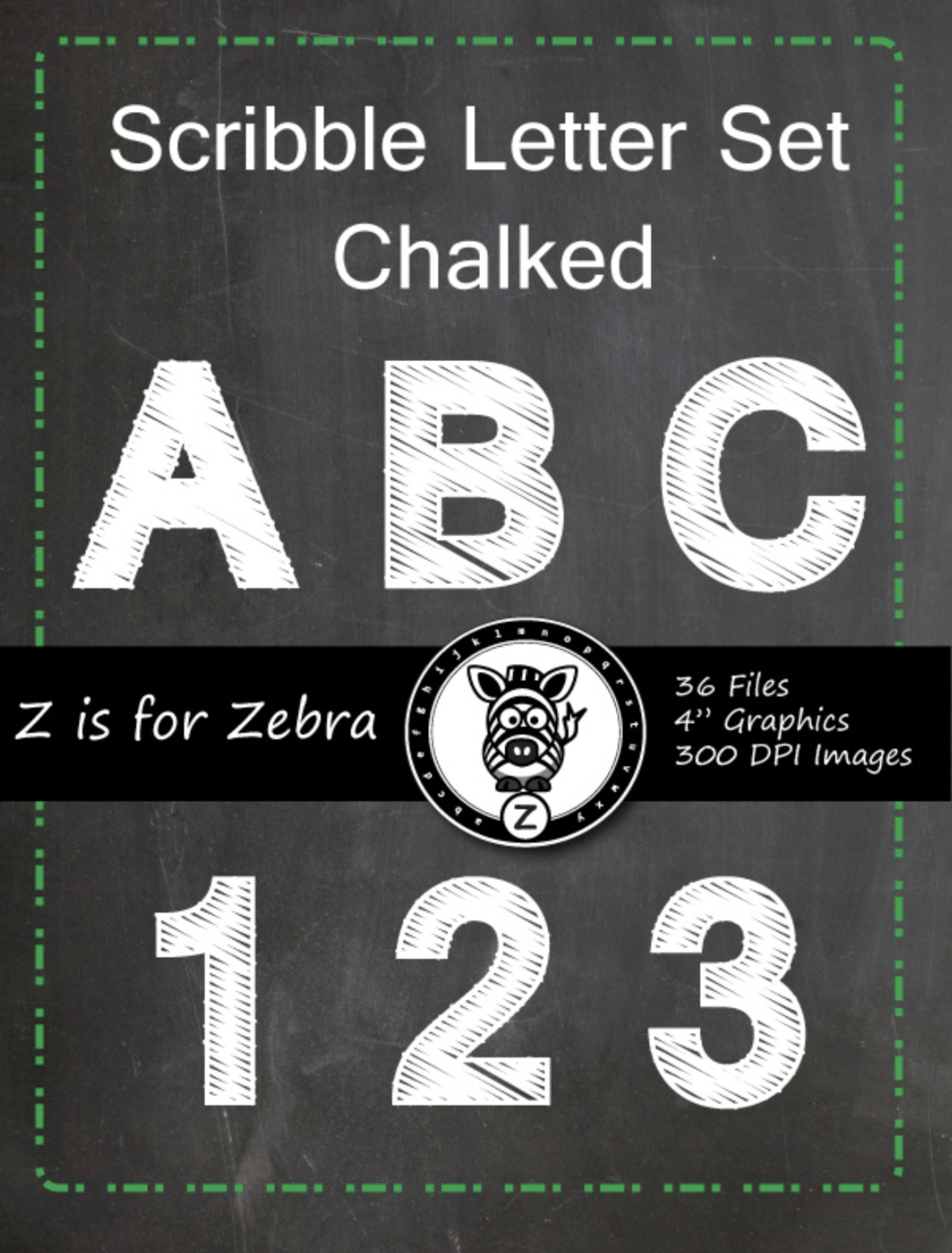 An educational teaching resource from Z is for Zebra entitled Alpha Chalk board Scribble Letters 0-9 & Upper Case letters downloadable at Teach Simple.