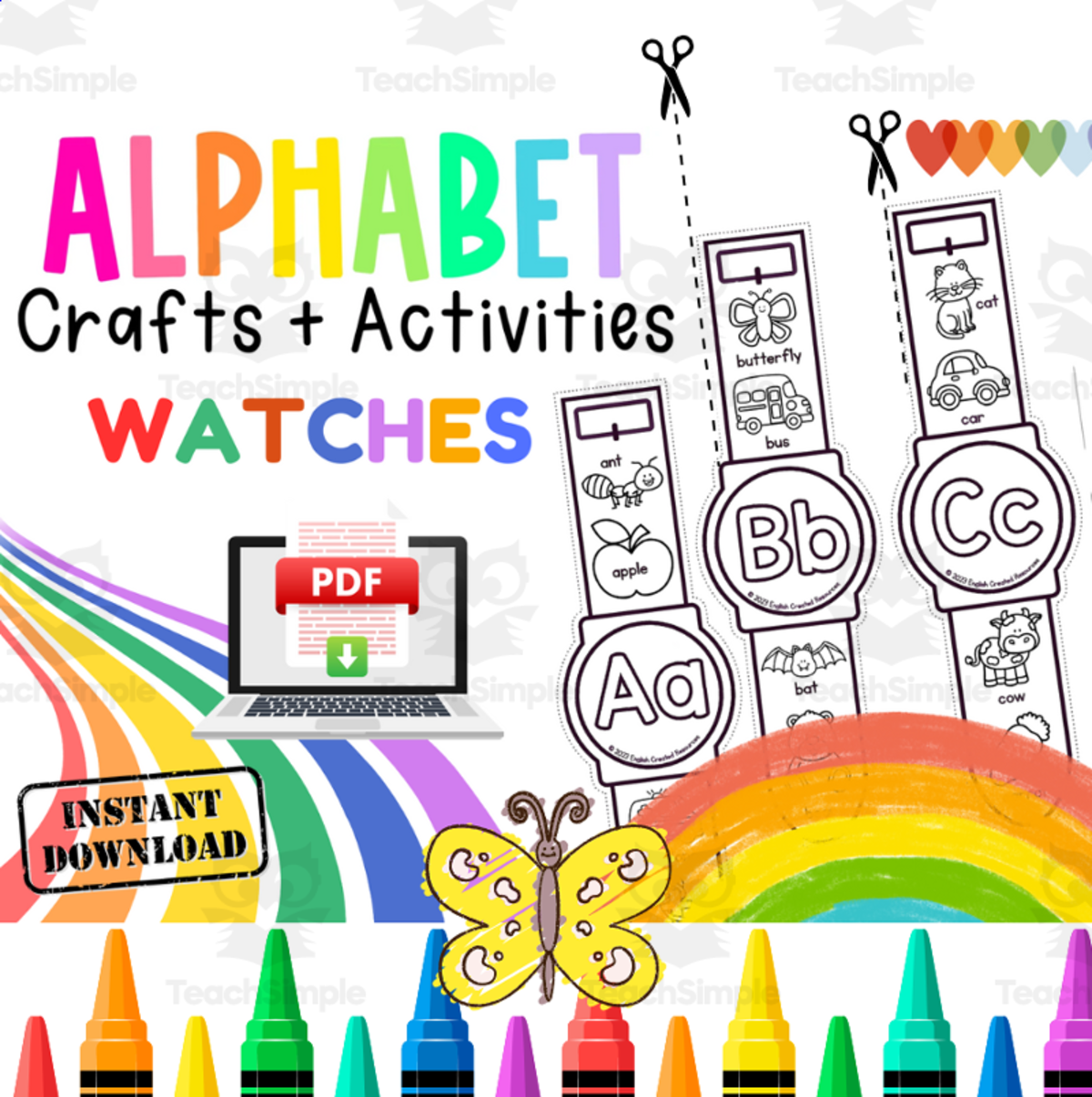 An educational teaching resource from BrightPrintsNY entitled Alphabet Activities Watches  Alphabet Letter Recognition, Bracelets downloadable at Teach Simple.
