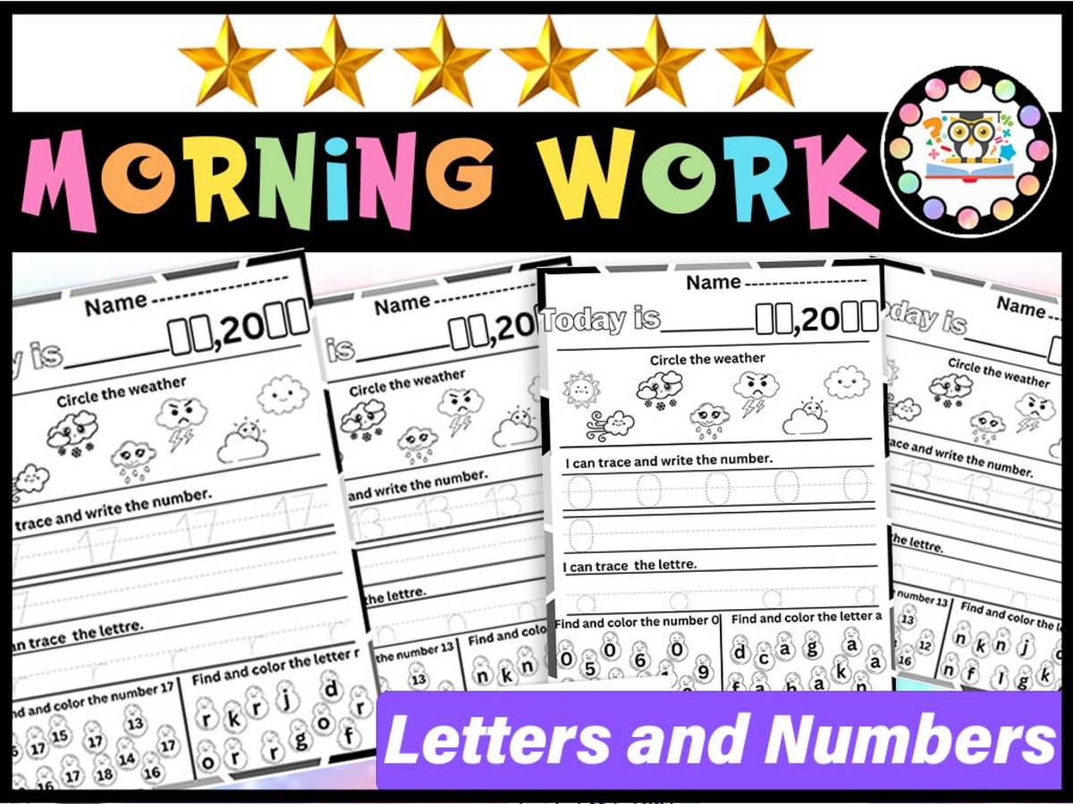 An educational teaching resource from LAMO entitled Alphabet & Numbers  Morning Work September Kindergarten  Spiral Review downloadable at Teach Simple.