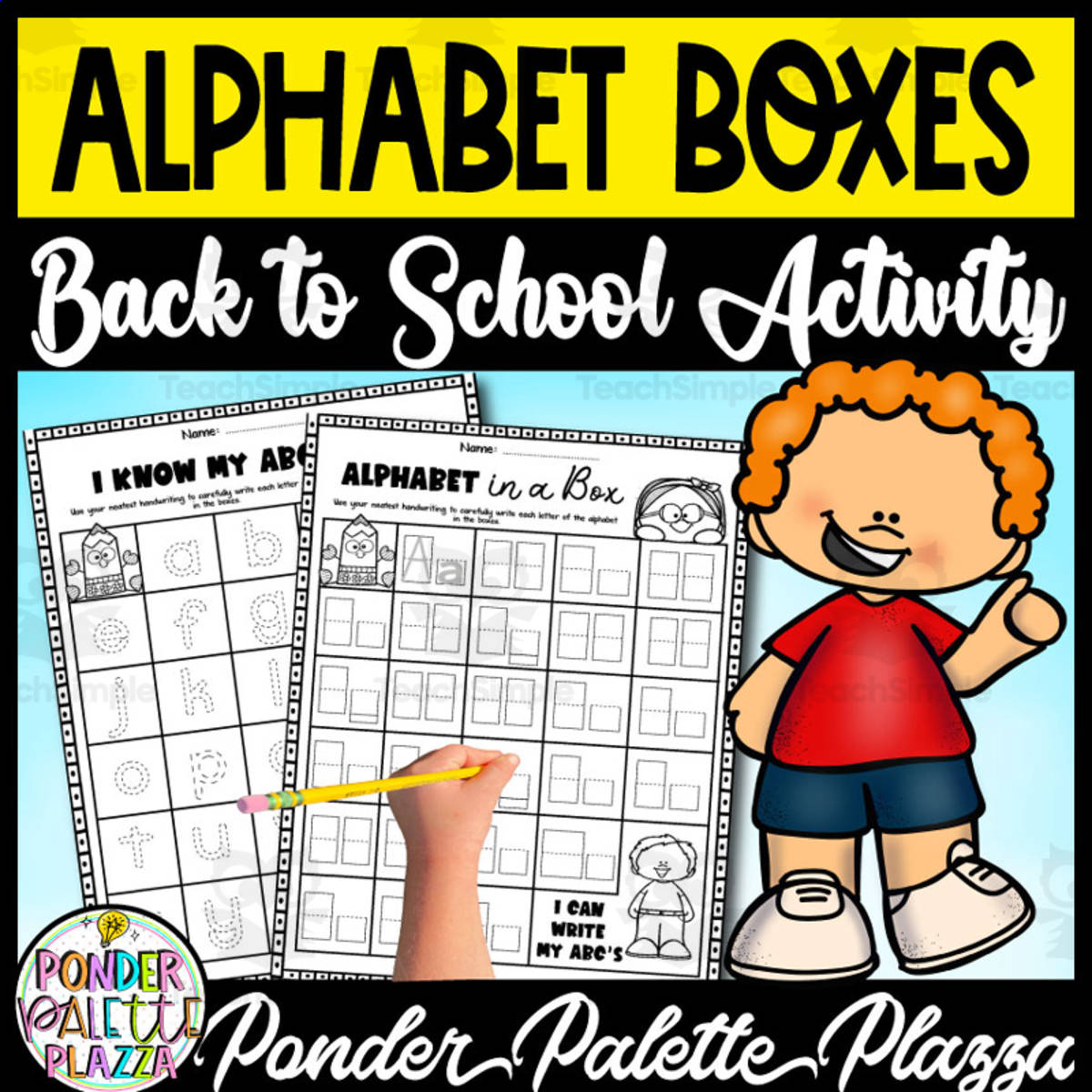 An educational teaching resource from Ponder Palette Plazza entitled Alphabet Boxes - Back to School Activity - Handwriting downloadable at Teach Simple.