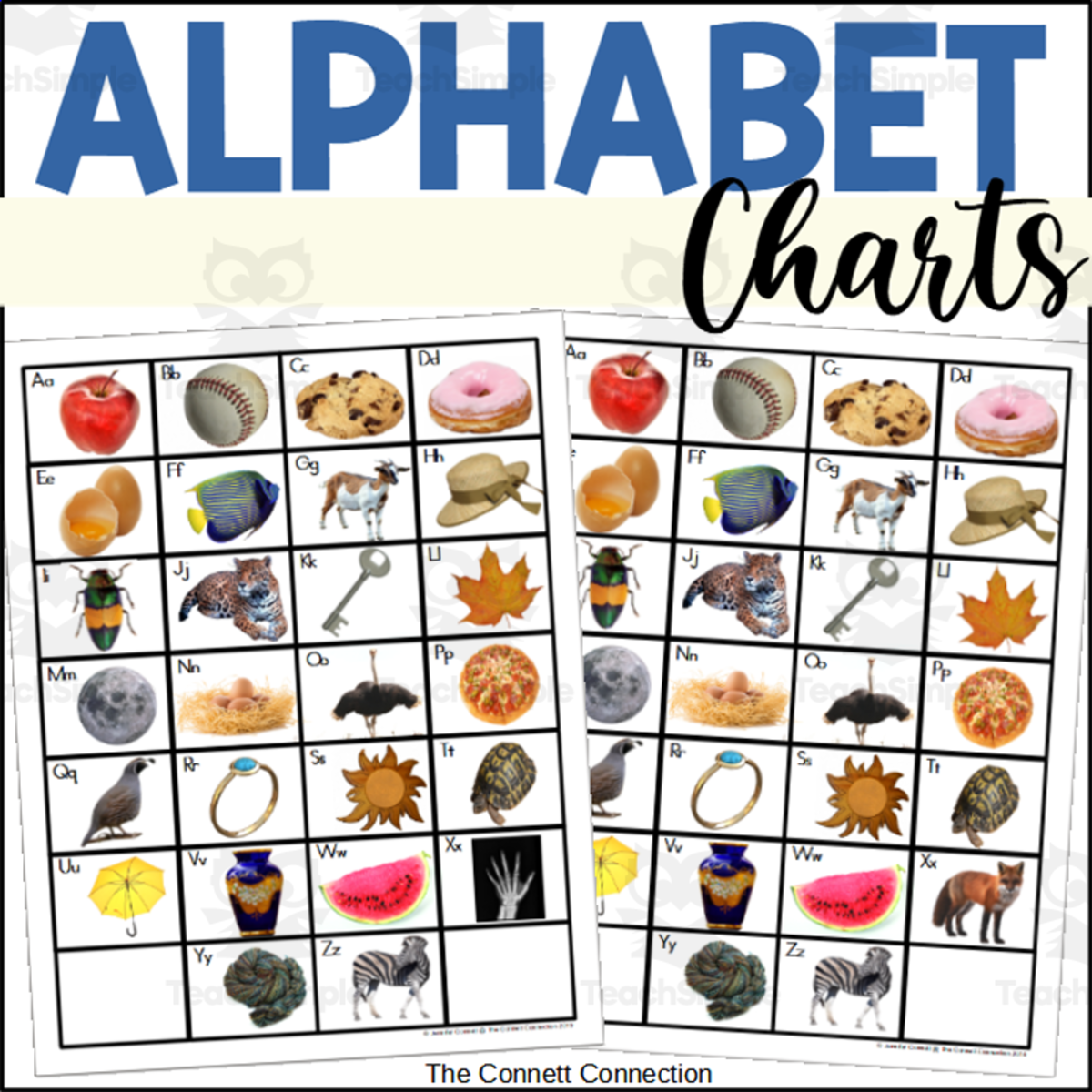 An educational teaching resource from The Connett Connection entitled Alphabet Charts downloadable at Teach Simple.
