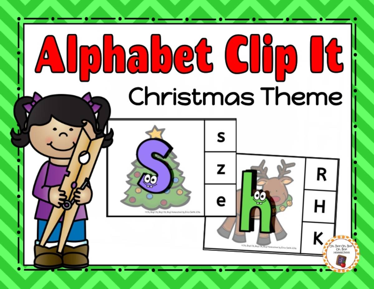 An educational teaching resource from Oh Boy Homeschool entitled Alphabet Clip It - Christmas Theme downloadable at Teach Simple.