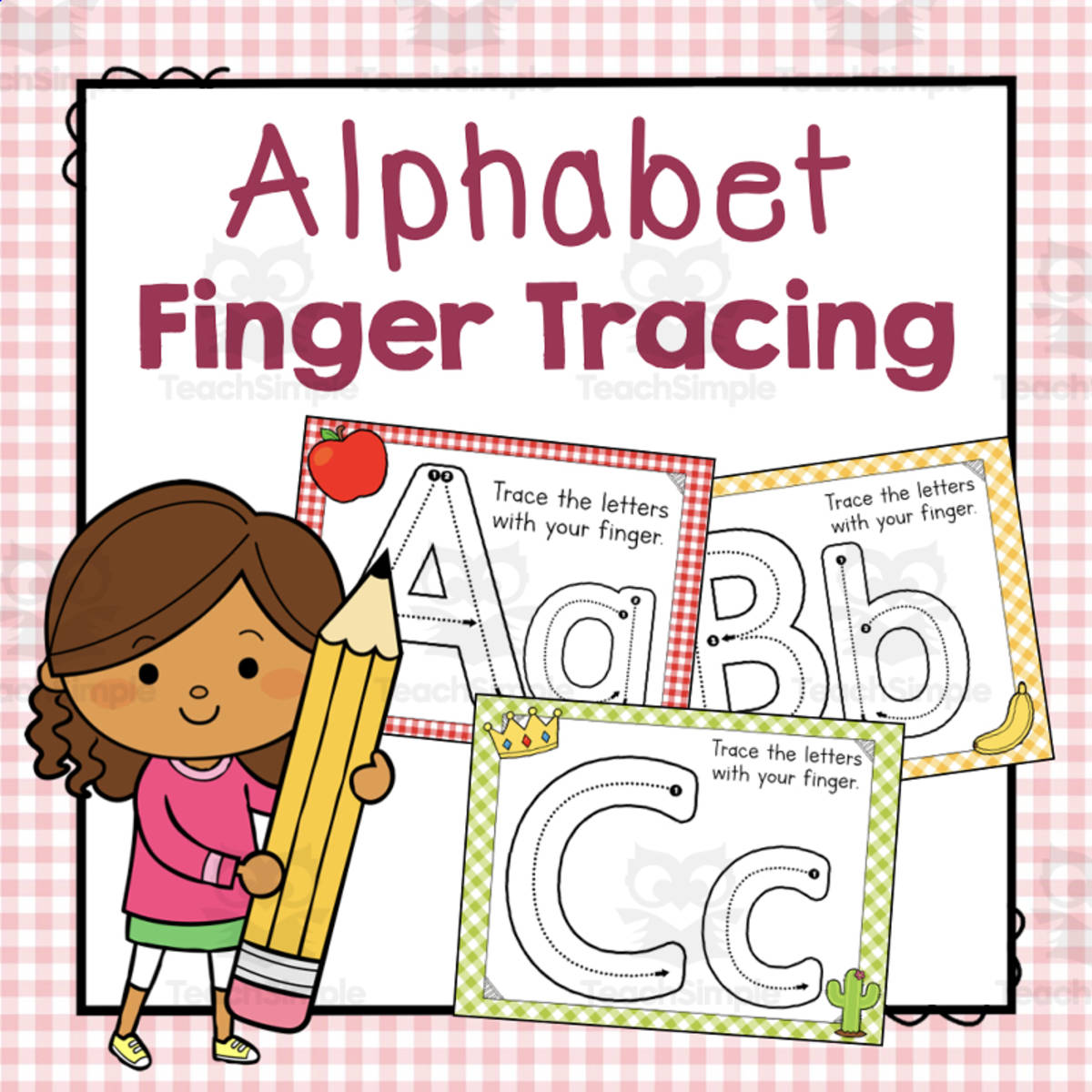 An educational teaching resource from Simply Schoolgirl entitled Alphabet Finger Tracing – Letter of the Week Book downloadable at Teach Simple.