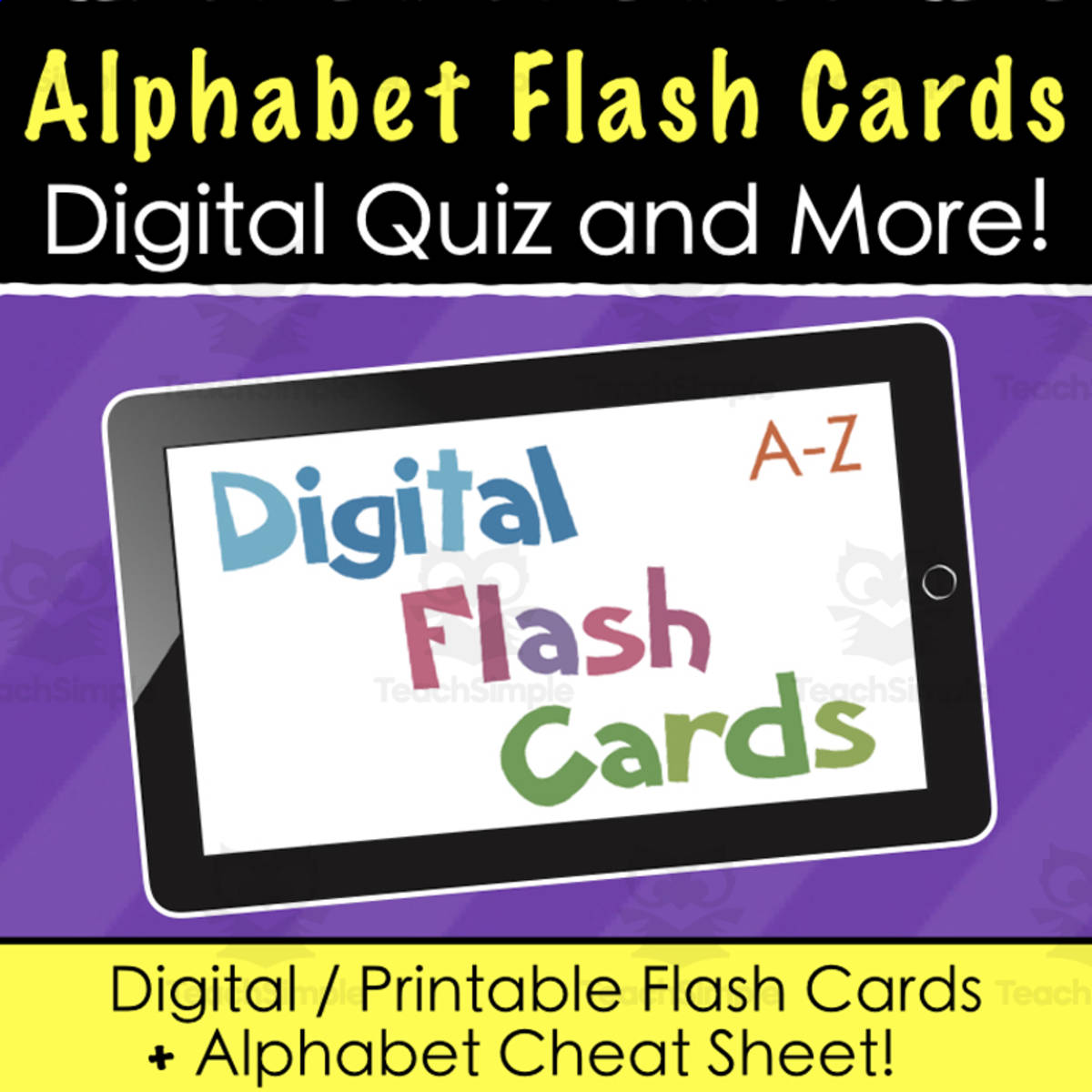 An educational teaching resource from Tom's Talk entitled Alphabet Flash Cards - 2 Digital PDF Activities + Printables downloadable at Teach Simple.