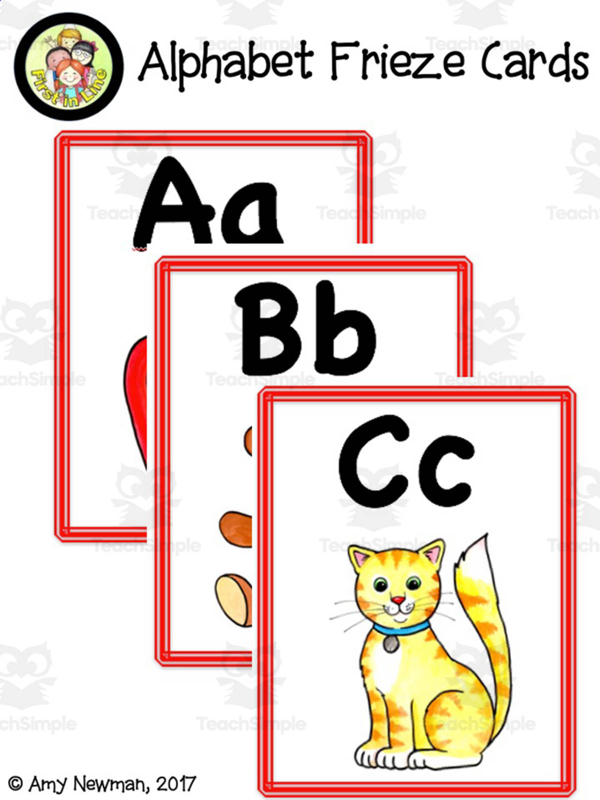An educational teaching resource from First in Line entitled Alphabet Frieze Cards downloadable at Teach Simple.