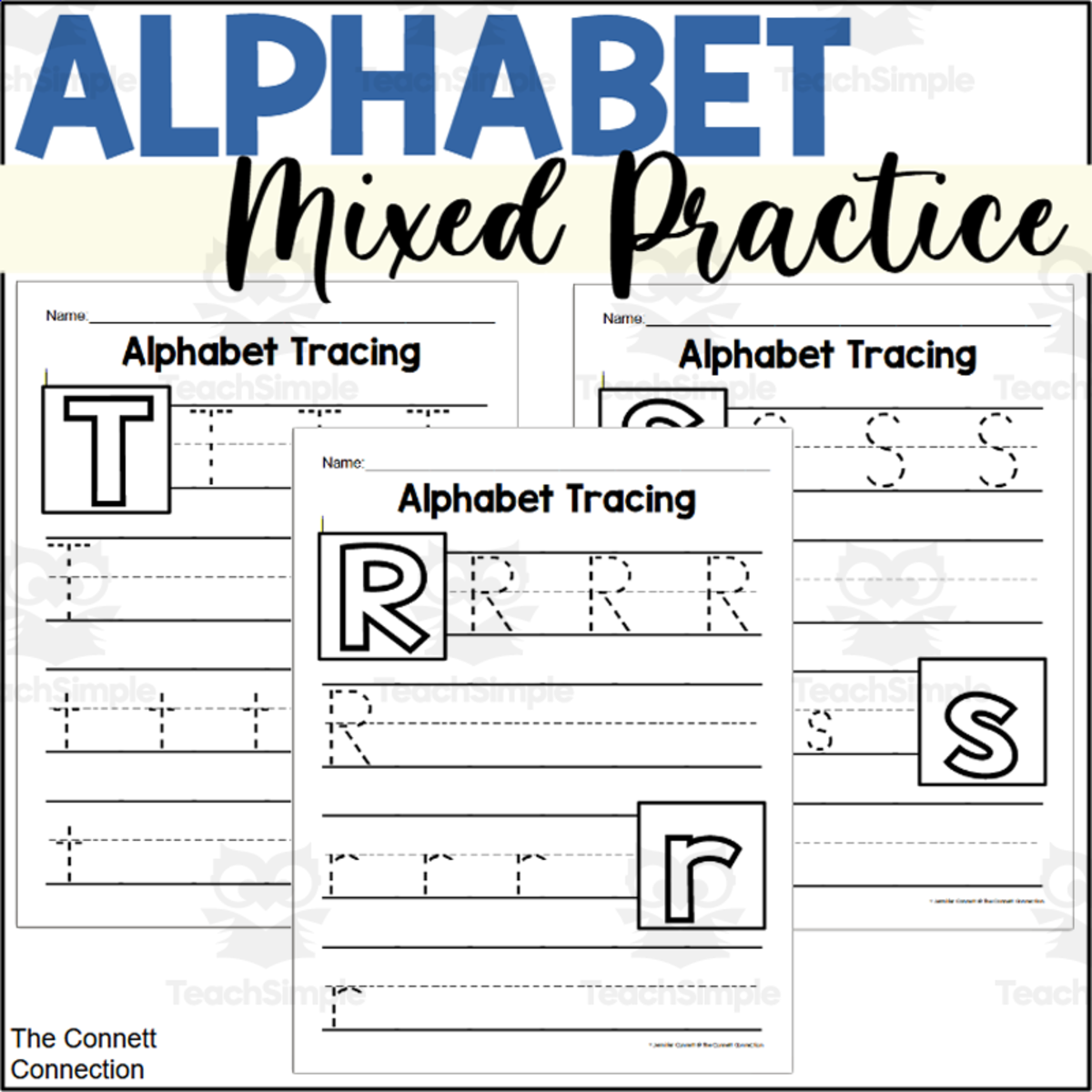 An educational teaching resource from The Connett Connection entitled Alphabet Handwriting Worksheets downloadable at Teach Simple.