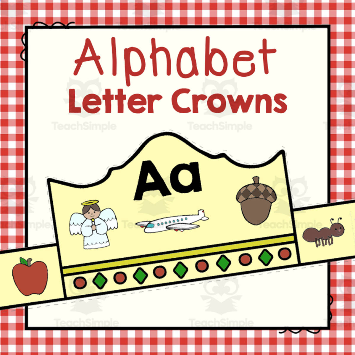 An educational teaching resource from Simply Schoolgirl entitled Alphabet Letter Crowns | Letter of the Week Activity Book downloadable at Teach Simple.