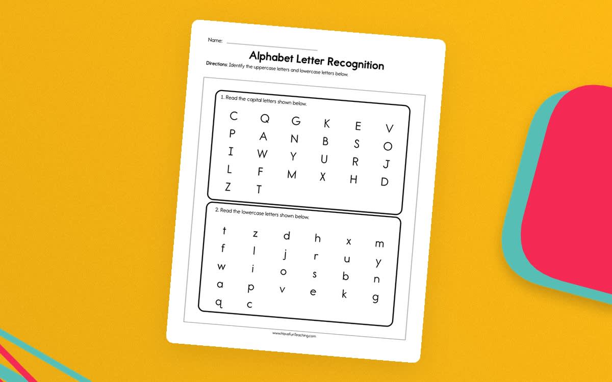 An educational teaching resource from Have Fun Teaching entitled Alphabet Letter Recognition Assessment Sheet downloadable at Teach Simple.