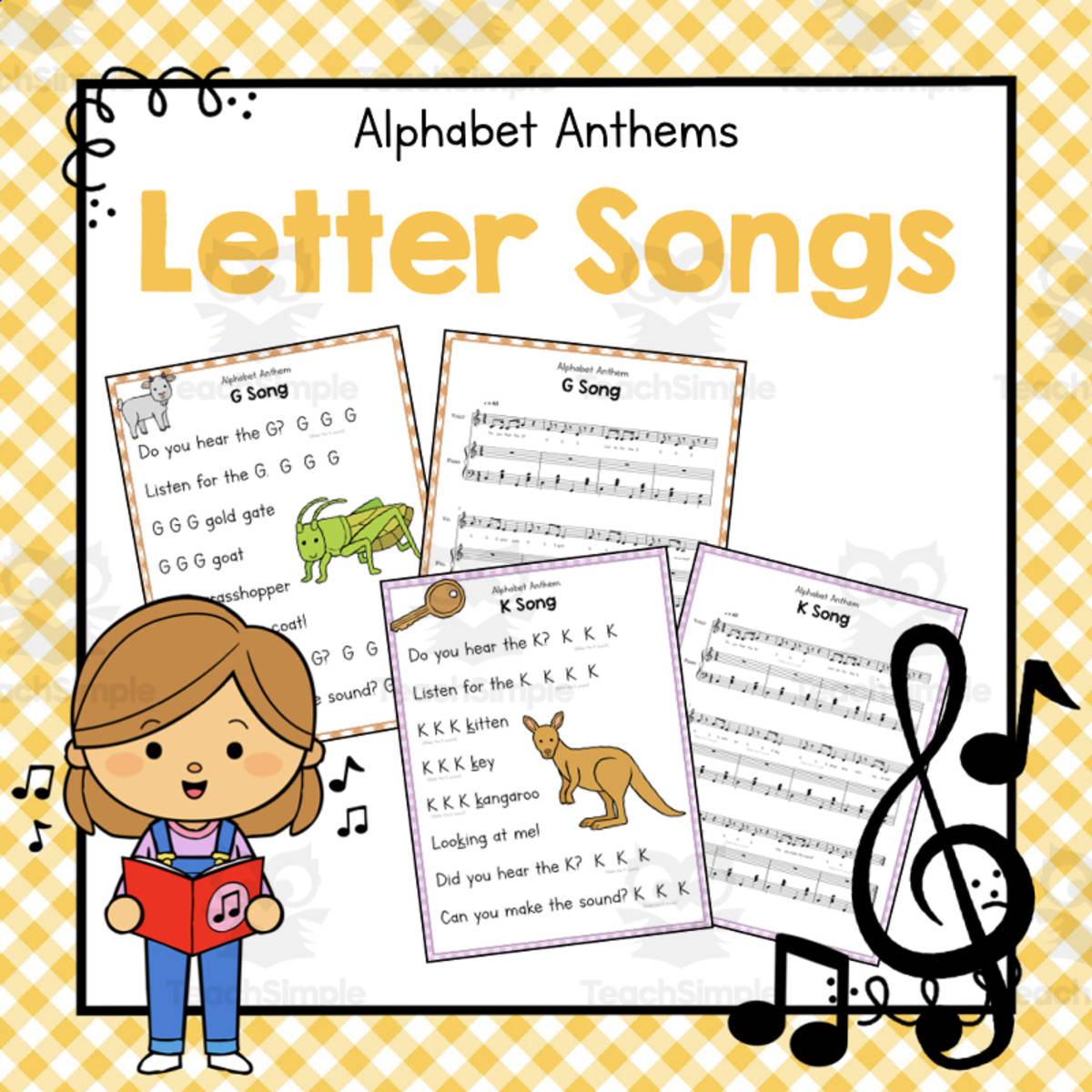 An educational teaching resource from Simply Schoolgirl entitled Alphabet Letter Songs | Letter of the Week Activity Book downloadable at Teach Simple.