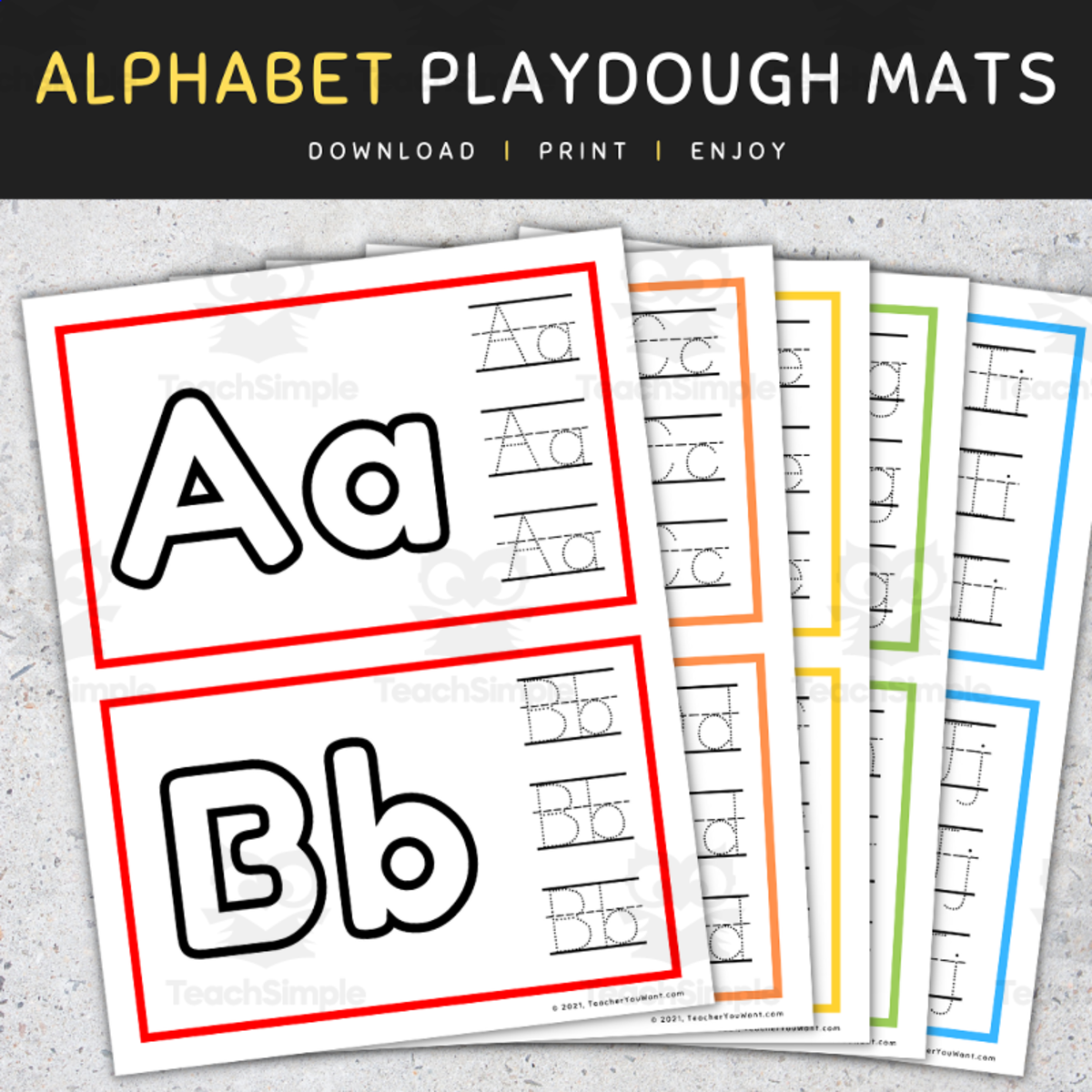 An educational teaching resource from TeacherYouWant entitled Alphabet Playdough Mats: Alphabet Writing Practice, NO PREP Alphabet Activities downloadable at Teach Simple.
