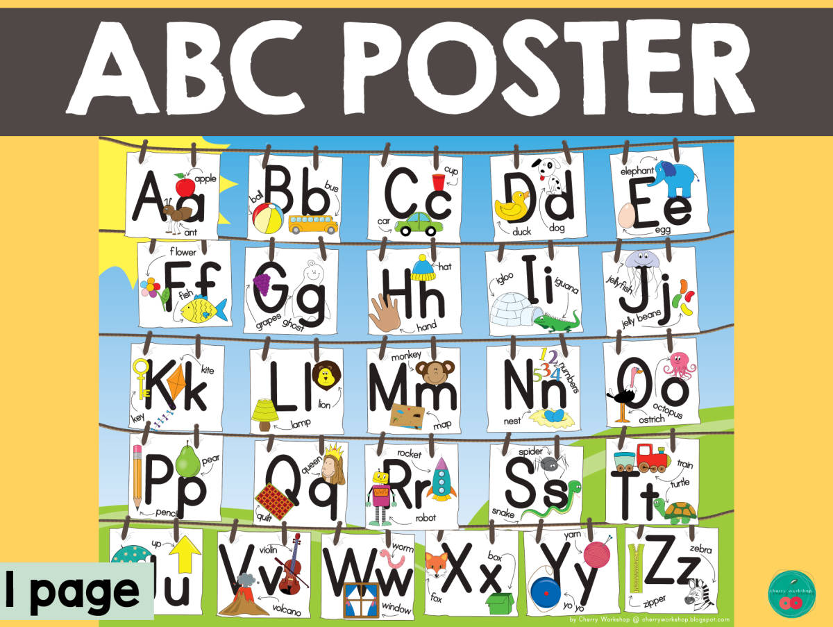An educational teaching resource from Cherry Workshop entitled Alphabet Poster downloadable at Teach Simple.