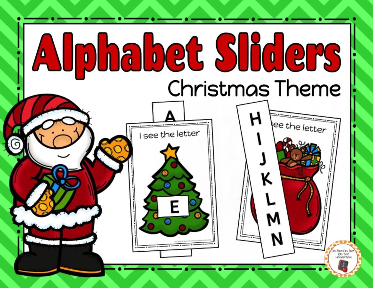 An educational teaching resource from Oh Boy Homeschool entitled Alphabet Sliders - Christmas Theme downloadable at Teach Simple.