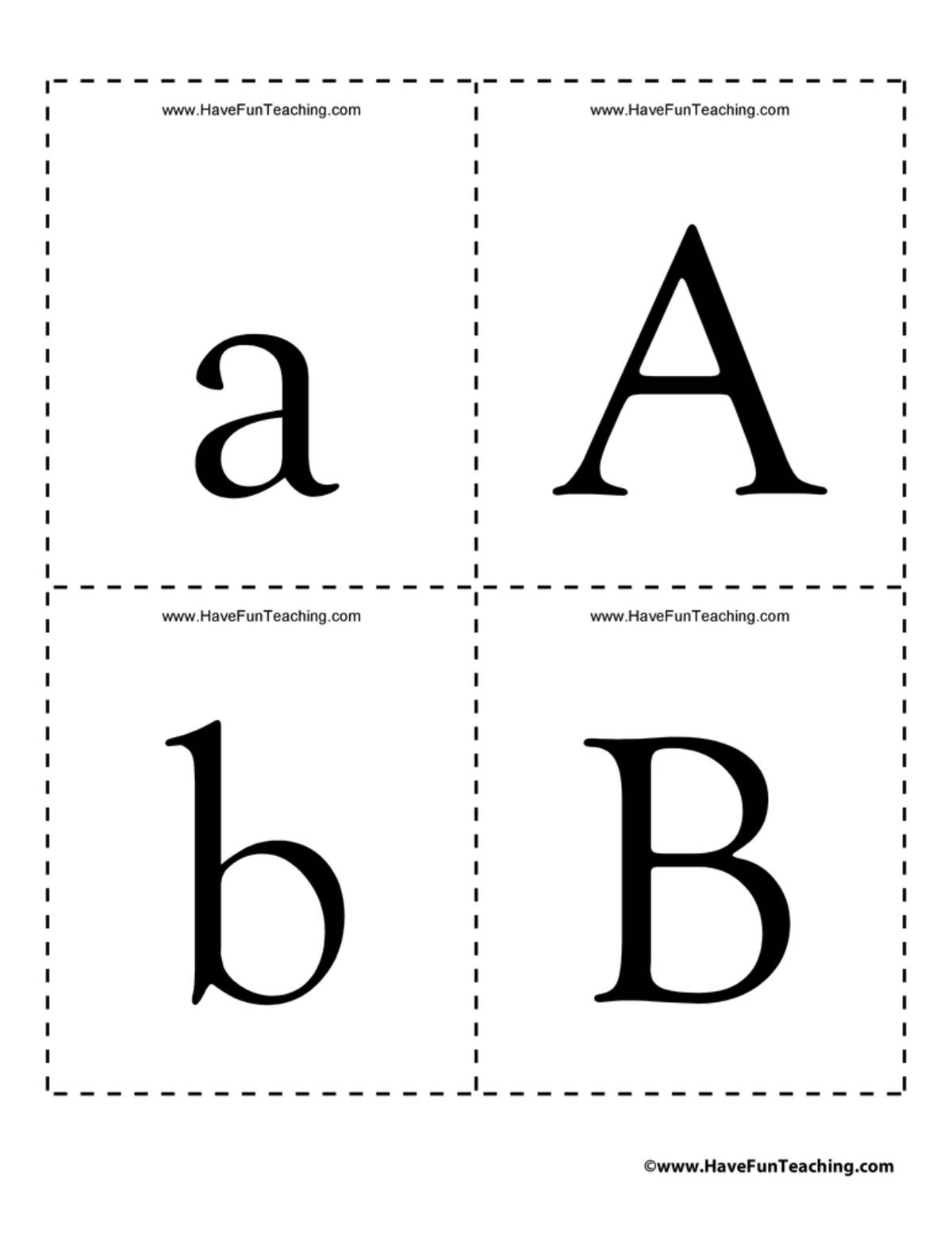 An educational teaching resource from Have Fun Teaching entitled Alphabet Uppercase and Lowercase Flash Cards downloadable at Teach Simple.