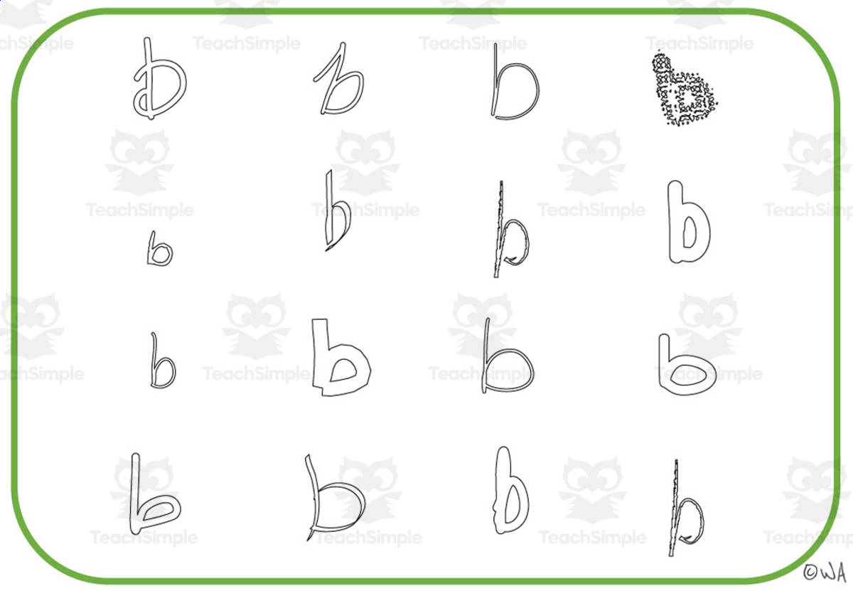 An educational teaching resource from WORDS ASIDE entitled Alphabet Visual Cards - Letter B Mat downloadable at Teach Simple.