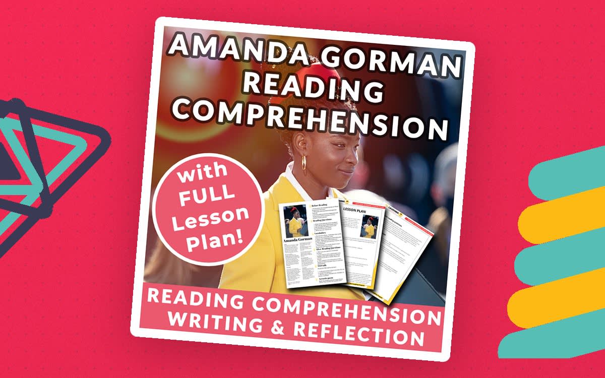 An educational teaching resource from The Laughing Linguist entitled Amanda Gorman | Reading Comprehension Worksheet & Lesson Plan downloadable at Teach Simple.