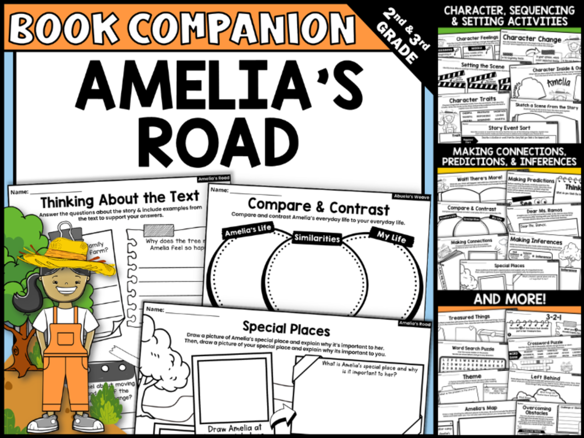 An educational teaching resource from Creatively Gifted entitled Amelia's Road, by Linda Jacobs Altma Interactive Read-Aloud Activities downloadable at Teach Simple.