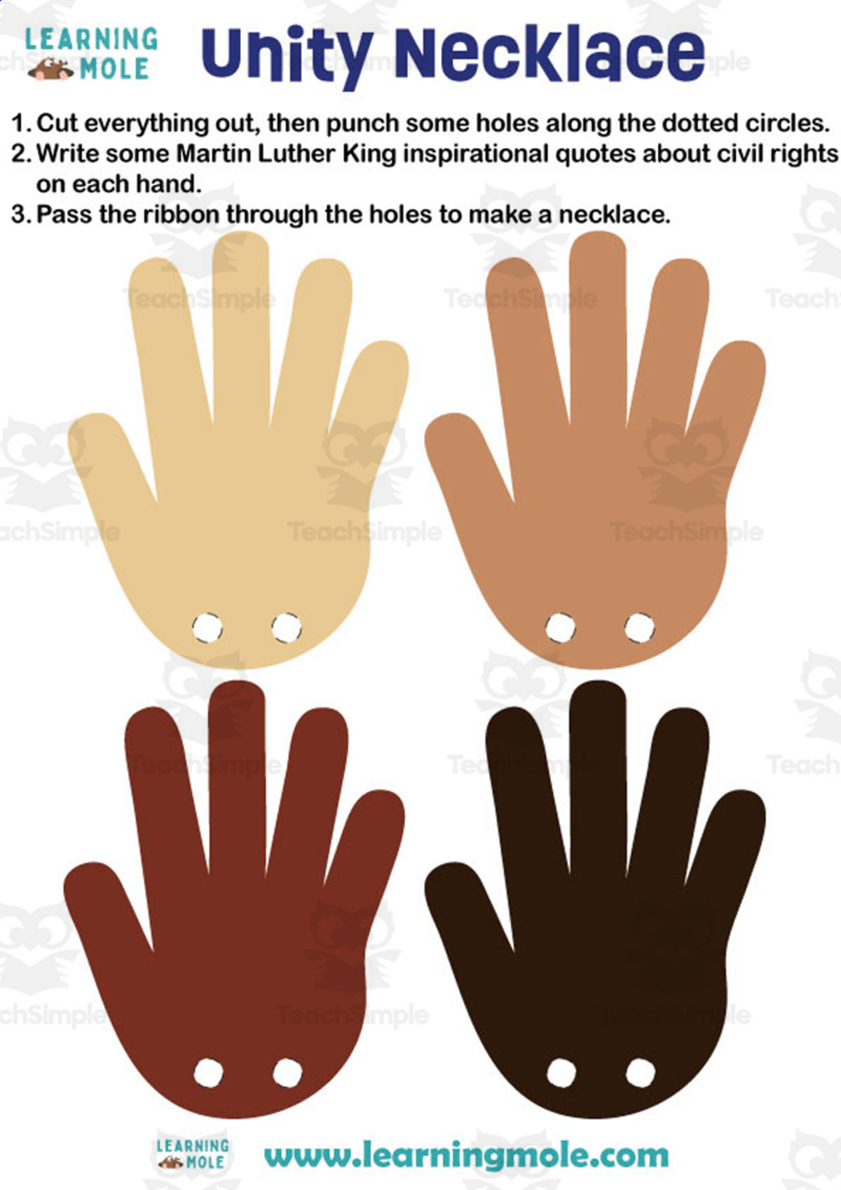 An educational teaching resource from Educational Voice entitled American Civil Rights Activity downloadable at Teach Simple.