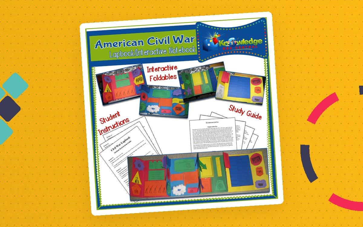 An educational teaching resource from Knowledge Box Central entitled American Civil War Lapbook / Interactive Notebook - EBOOK downloadable at Teach Simple.