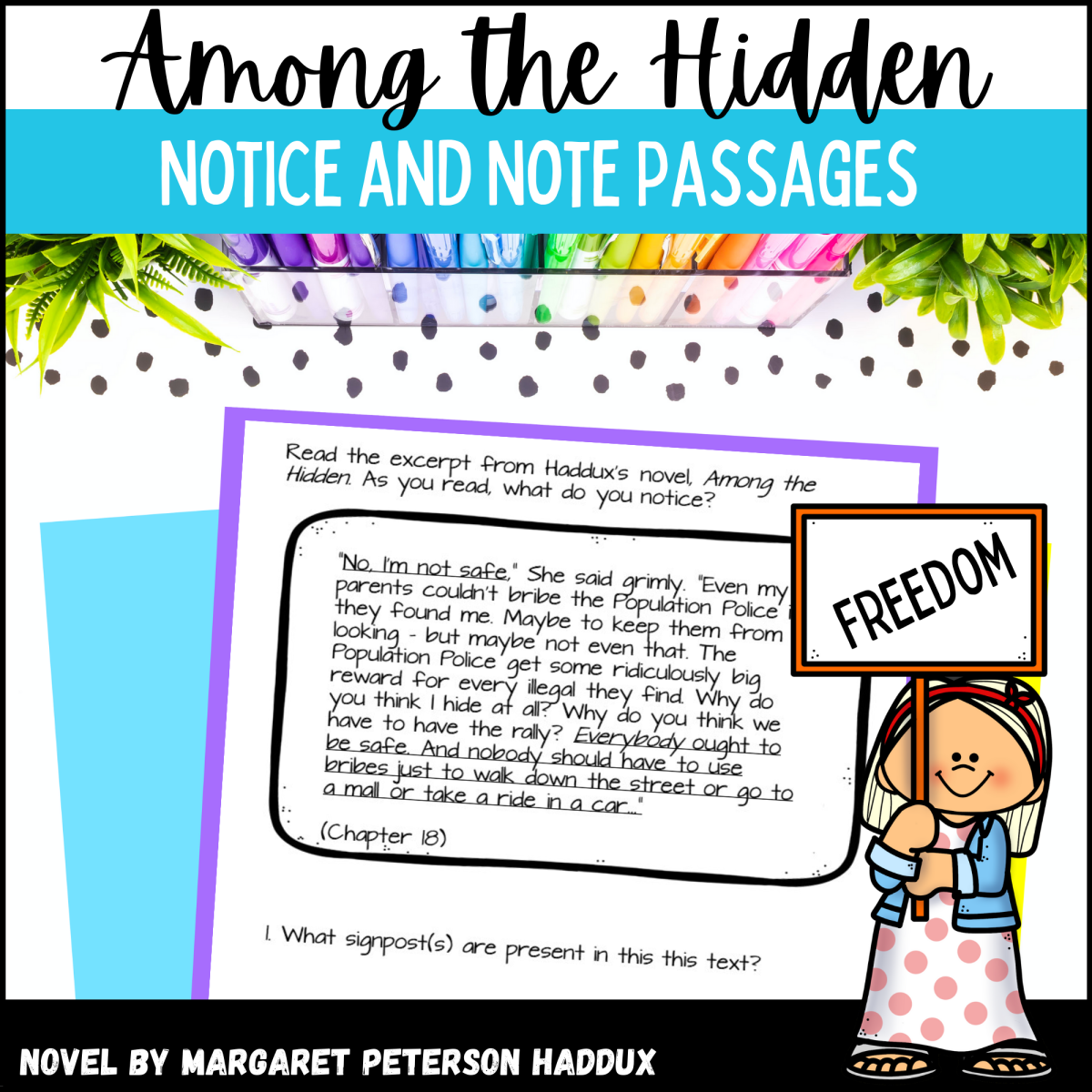 An educational teaching resource from Kel's Klass entitled Among the Hidden Notice and Note Passages downloadable at Teach Simple.