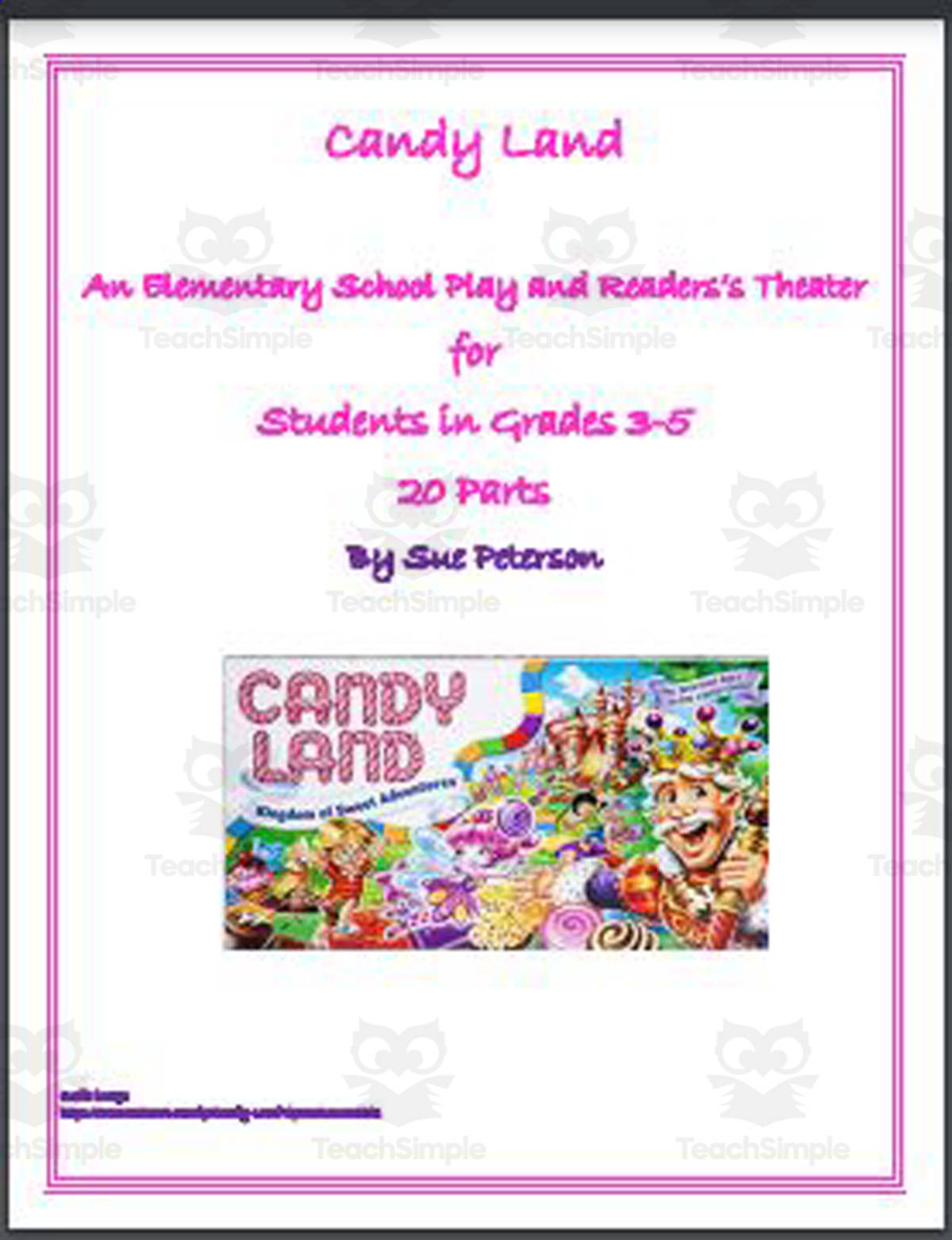 An educational teaching resource from Sue Peterson entitled An Elementary School Play: Candy Land downloadable at Teach Simple.