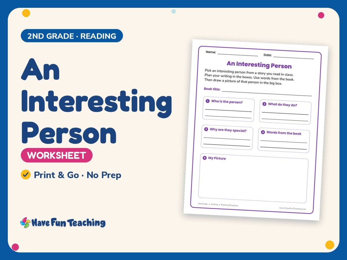 An Interesting Person Worksheet – 2nd Grade Essays & Prompts Practice preview