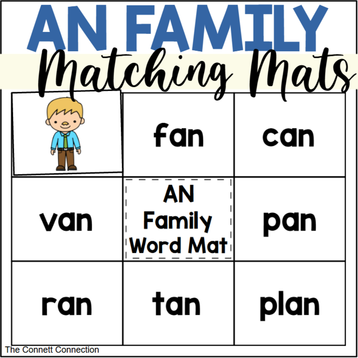 An educational teaching resource from The Connett Connection entitled AN Words Matching Mats downloadable at Teach Simple.