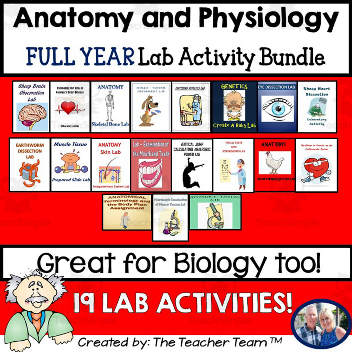 An educational teaching resource from The Teacher Team entitled Anatomy and Physiology Labs ~ Full Year Bundle downloadable at Teach Simple.