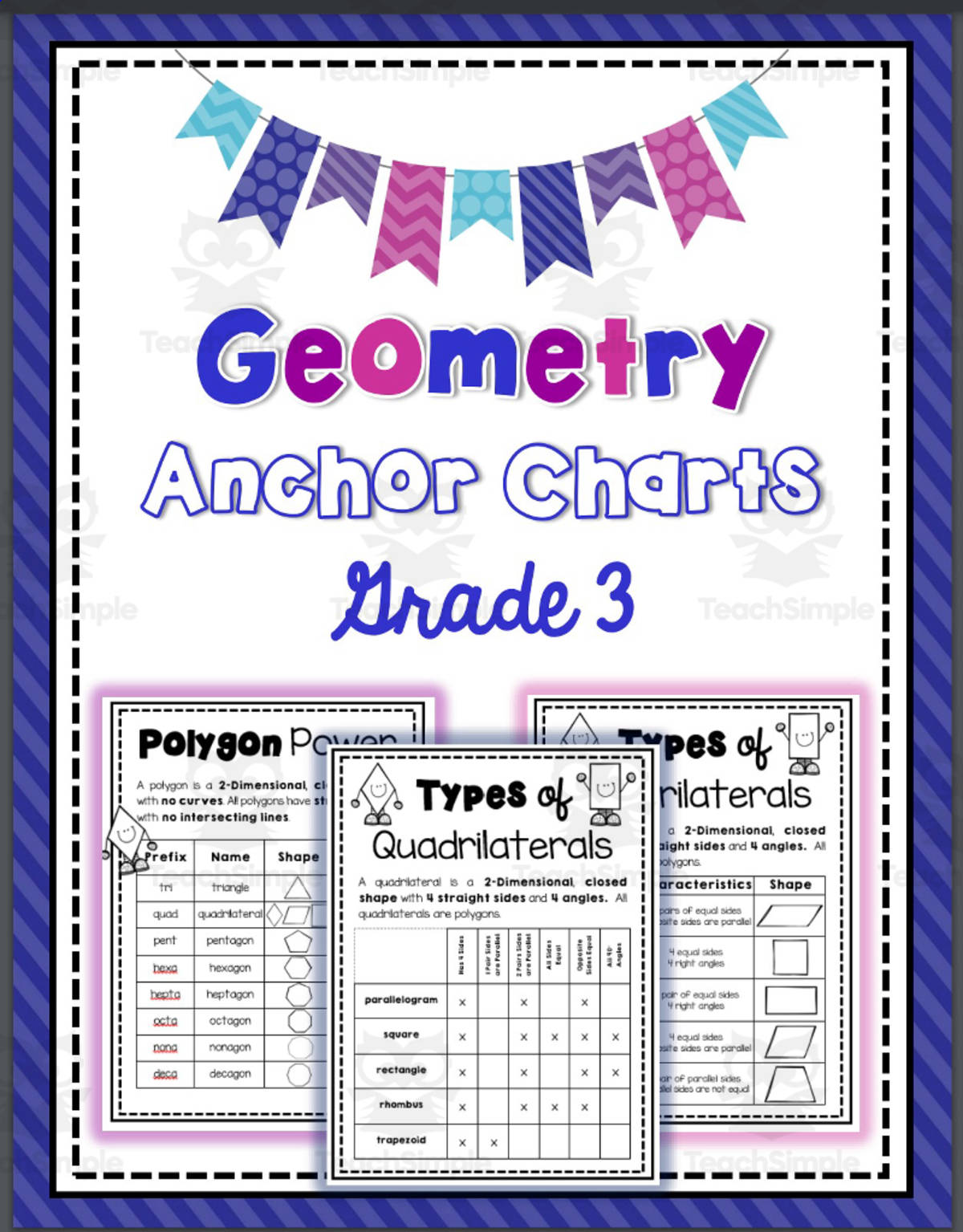 An educational teaching resource from Jessica Richmond entitled Anchor Chart: Geometry downloadable at Teach Simple.