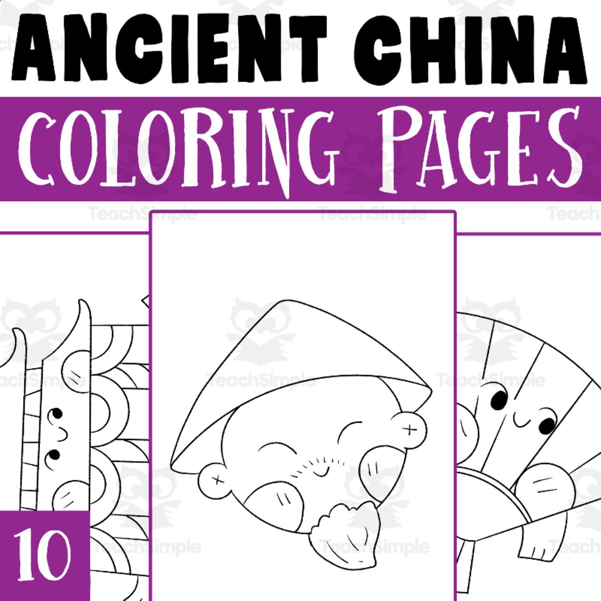 An educational teaching resource from Lapiiin Art Activities entitled Ancient China Coloring Pages Worksheet Activity downloadable at Teach Simple.