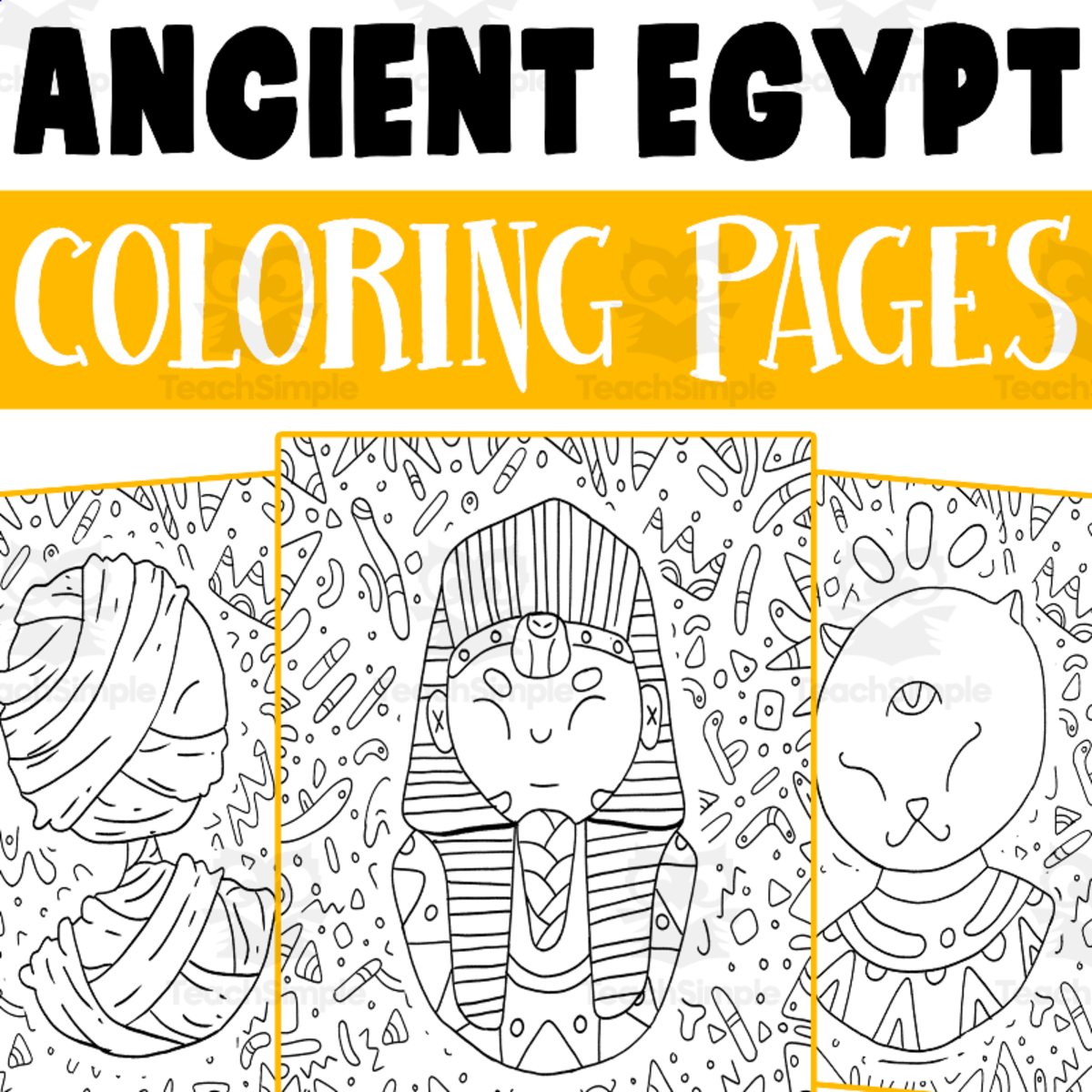 An educational teaching resource from Lapiiin Art Activities entitled Ancient Egypt Coloring Pages Worksheet Activity downloadable at Teach Simple.