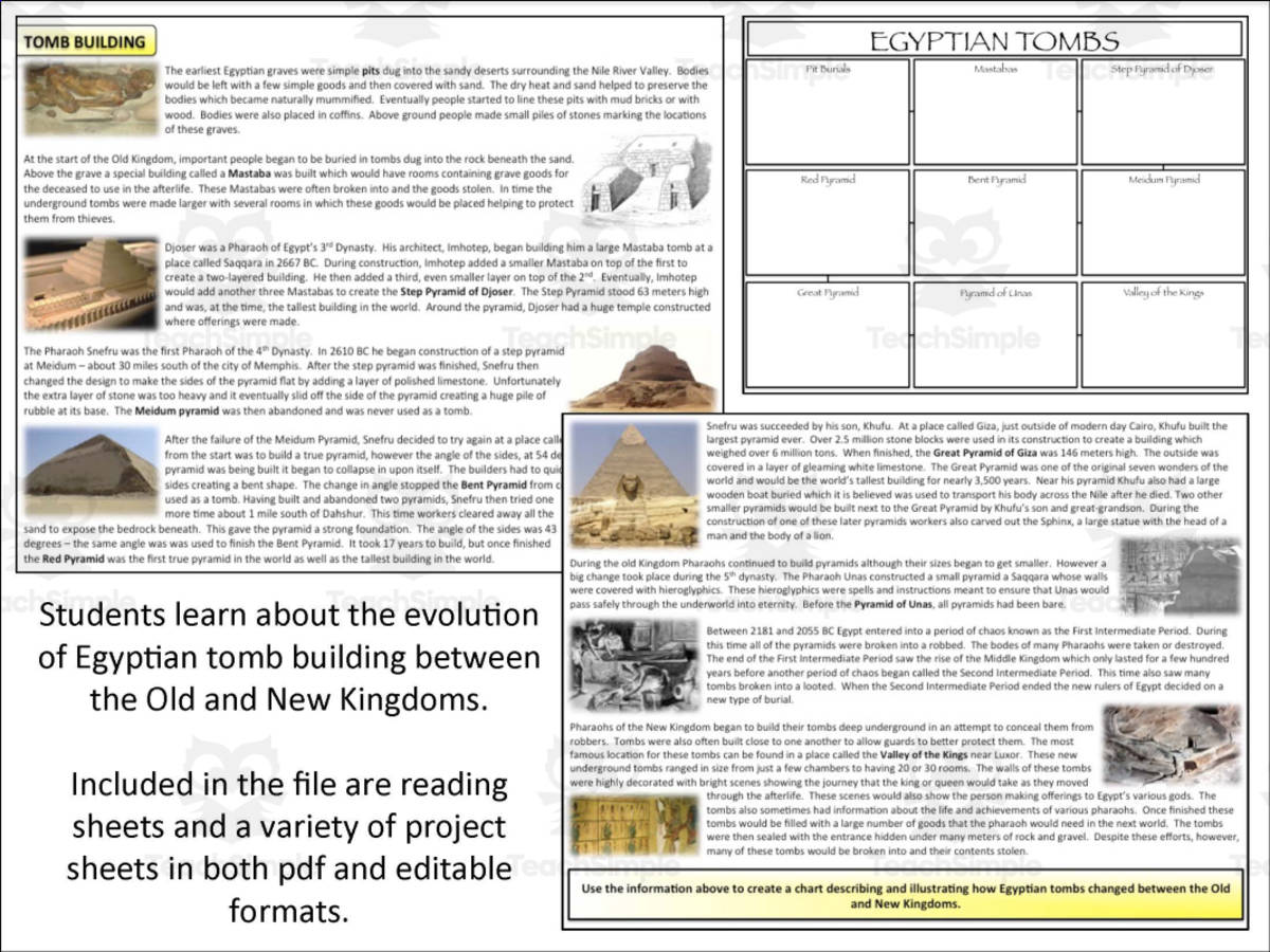 An educational teaching resource from Mr Gray History entitled Ancient Egypt : Tombs downloadable at Teach Simple.