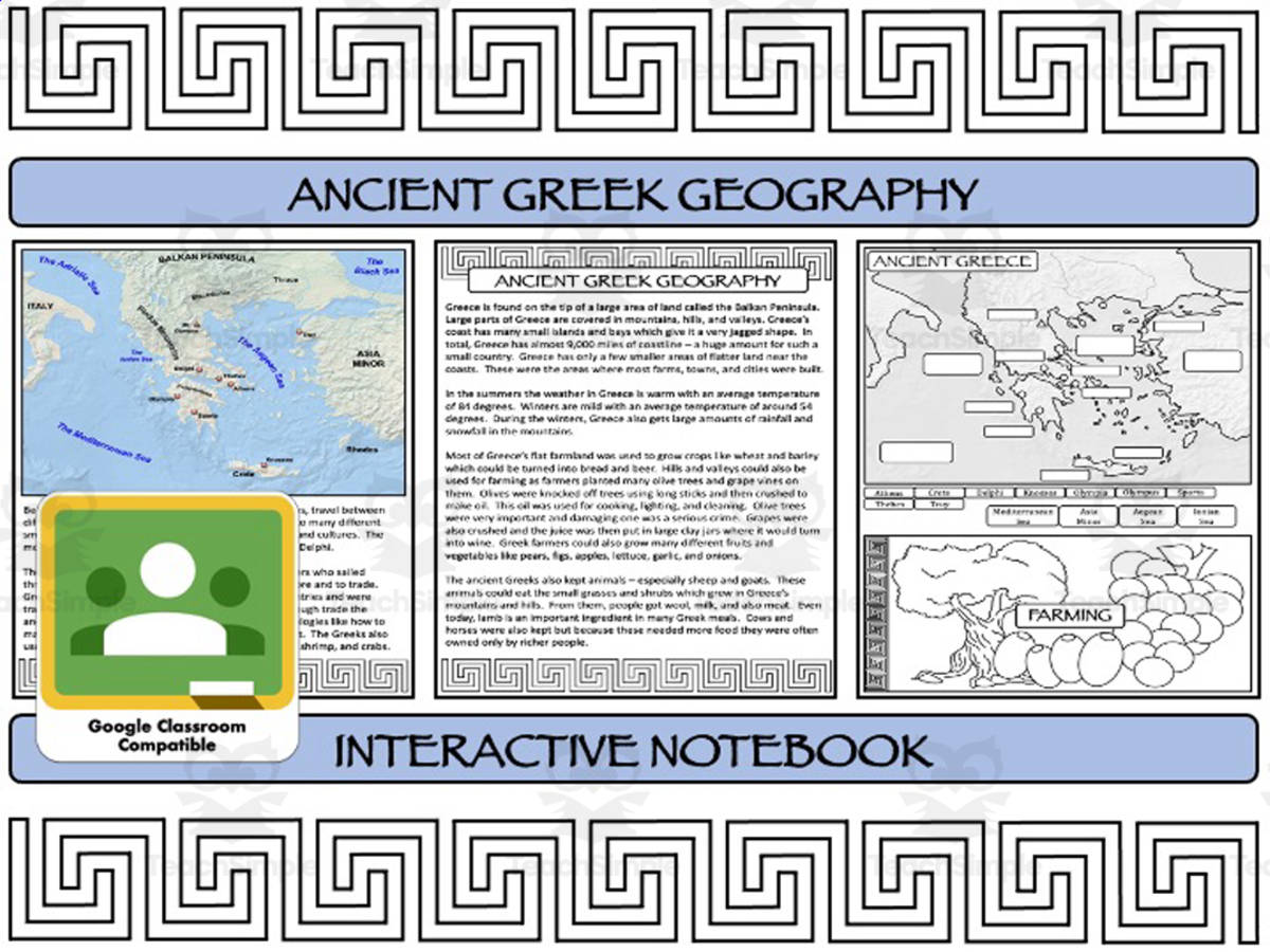 An educational teaching resource from Mr Gray History entitled Ancient Greek Geography Interactive Notebook downloadable at Teach Simple.