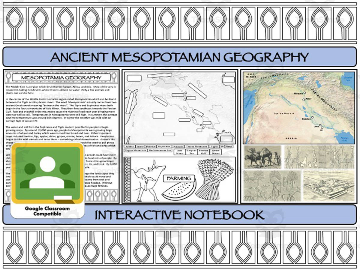 An educational teaching resource from Mr Gray History entitled Ancient Mesopotamian Geography Interactive Notebook downloadable at Teach Simple.