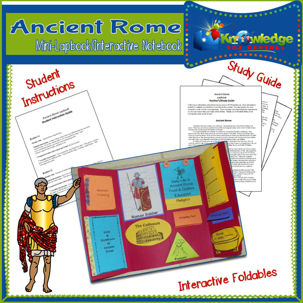 An educational teaching resource from Knowledge Box Central entitled Ancient Rome Mini-Lapbook / Interactive Notebook - EBOOK downloadable at Teach Simple.