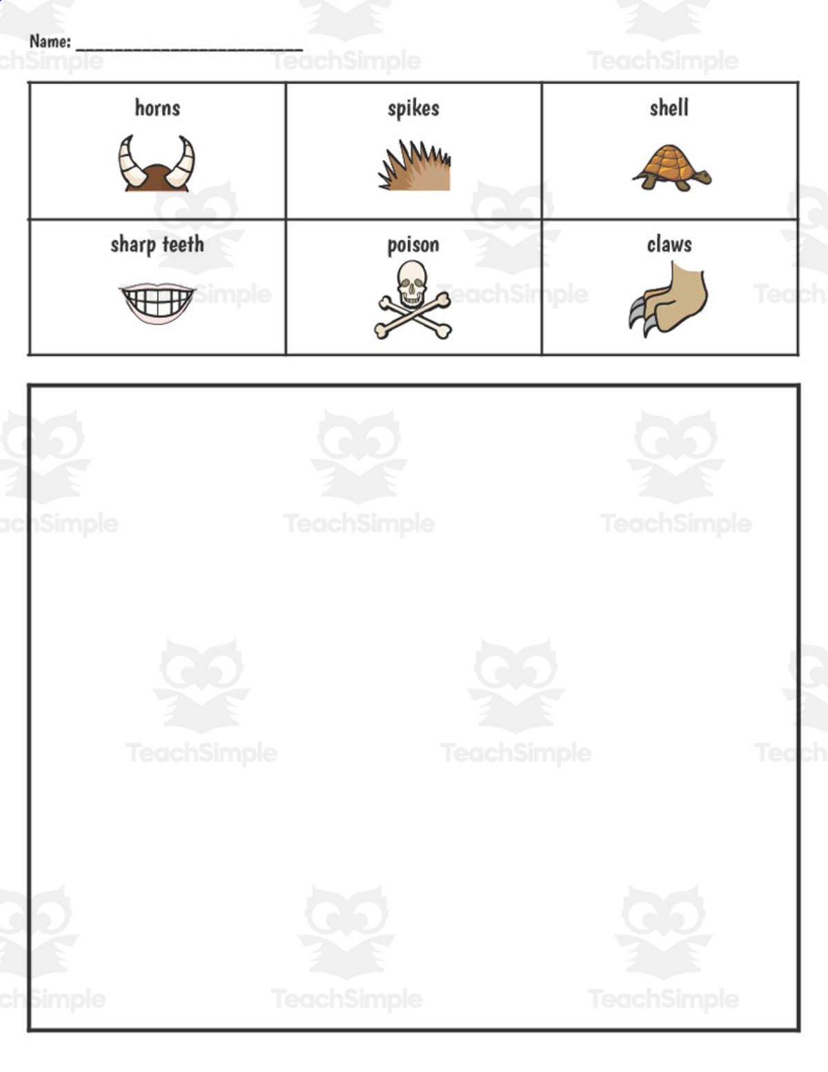 An educational teaching resource from ELA Resources entitled Animal Adaptation Activity downloadable at Teach Simple.
