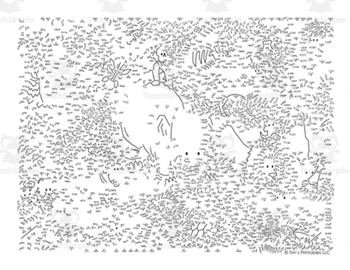 An educational teaching resource from Tim's Printables entitled Animal Extreme Connect the Dots – 1959-Dot Jungle downloadable at Teach Simple.