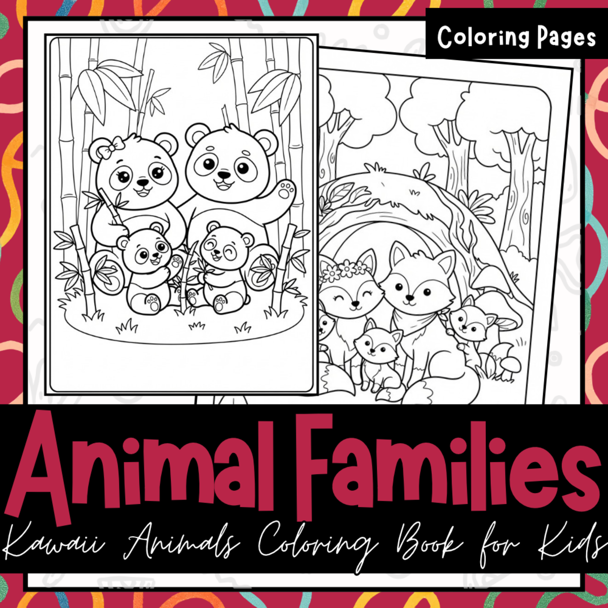 Animal Families Coloring Pages | Kawaii Animals Coloring Book for Kids preview