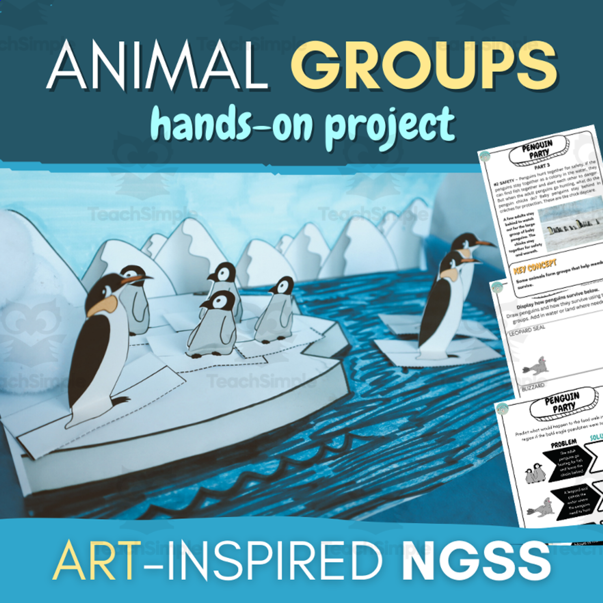 An educational teaching resource from ARTventurousanimals entitled Animal Groups NGSScience Project – Third Grade Ecosystem and Survival Activity Lesson downloadable at Teach Simple.