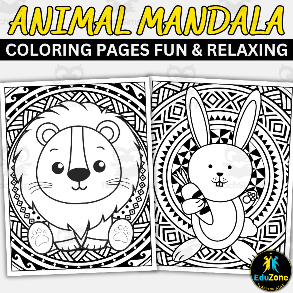 An educational teaching resource from Style Your Classroom entitled Animal Mandala Coloring Pages: Relaxing & Printable - Animal Fun! downloadable at Teach Simple.